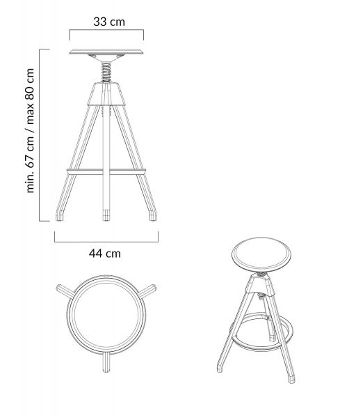 Scaun inalt bar design tip surub Ulla cu inaltime reglabila, lemn masiv, plastic rezistent negru, PW-016.CZARNY - King [4]