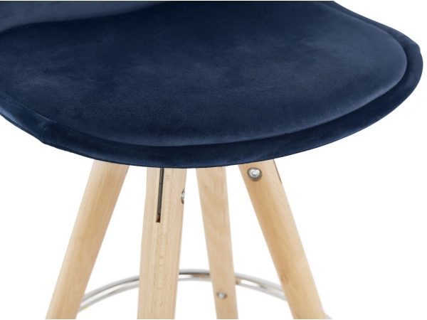 Scaun inalt bar Grace catifea bleumarin, design scandinav, picioare fag cu inel crom, BS03670BUNA - Kokoon [7]