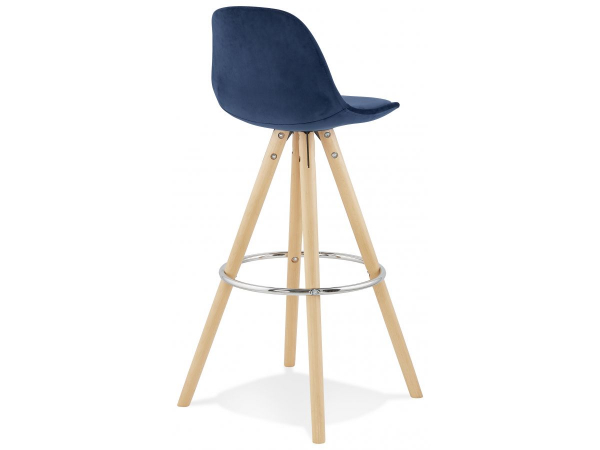Scaun inalt bar Grace catifea bleumarin, design scandinav, picioare fag cu inel crom, BS03670BUNA - Kokoon [3]
