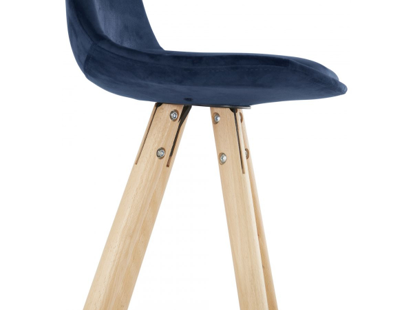 Scaun inalt bar Grace catifea bleumarin, design scandinav, picioare fag cu inel crom, BS03670BUNA - Kokoon [5]