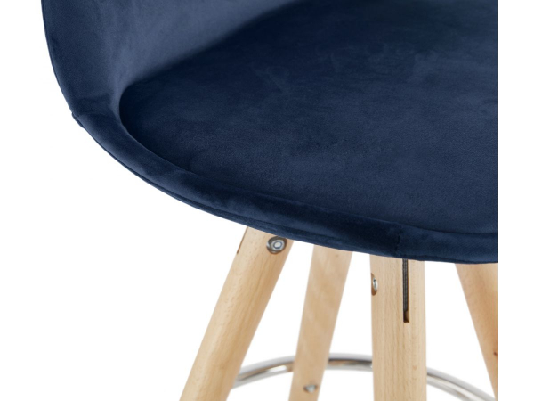 Scaun inalt bar Grace catifea bleumarin, design scandinav, picioare fag cu inel crom, BS03670BUNA - Kokoon [6]