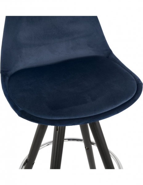 Scaun inalt bar Grace catifea bleumarin, picioare negre lemn cu inel crom, BS03550BUBL - Kokoon [7]
