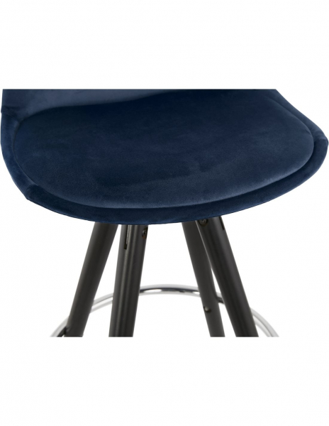Scaun inalt bar Grace catifea bleumarin, picioare negre lemn cu inel crom, BS03550BUBL - Kokoon [8]