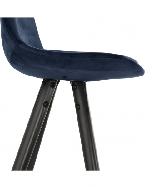 Scaun inalt bar Grace catifea bleumarin, picioare negre lemn cu inel crom, BS03550BUBL - Kokoon [10]