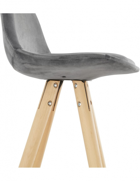 Scaun inalt bar Grace catifea gri, design scandinav, picioare fag cu inel crom, BS03690GRNA - Kokoon [9]