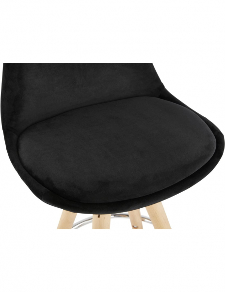 Scaun inalt bar Grace catifea neagra, design scandinav, picioare fag cu inel crom, BS03700BLNA - Kokoon [7]
