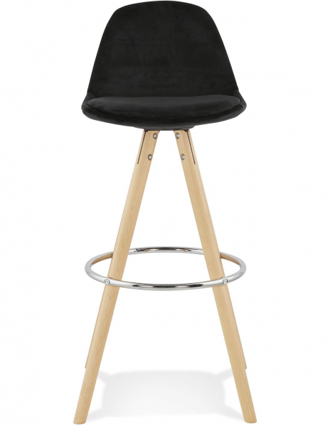 Scaun inalt bar Grace catifea neagra, design scandinav, picioare fag cu inel crom, BS03700BLNA - Kokoon [2]