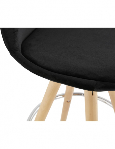Scaun inalt bar Grace catifea neagra, design scandinav, picioare fag cu inel crom, BS03700BLNA - Kokoon [8]