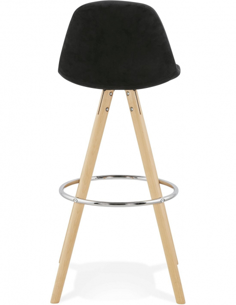Scaun inalt bar Grace catifea neagra, design scandinav, picioare fag cu inel crom, BS03700BLNA - Kokoon [5]