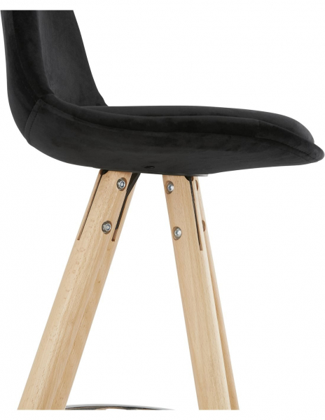 Scaun inalt bar Grace catifea neagra, design scandinav, picioare fag cu inel crom, BS03700BLNA - Kokoon [9]