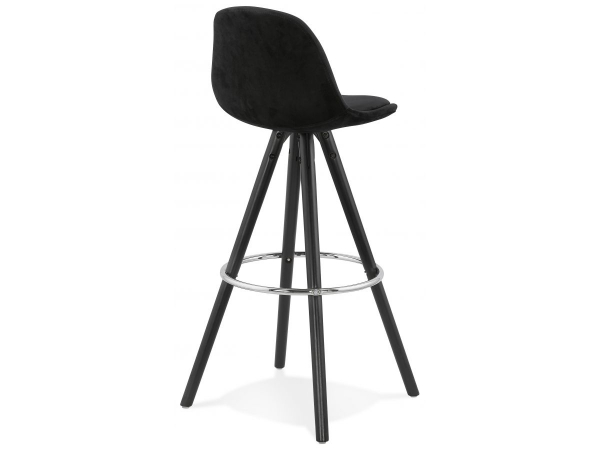 Scaun inalt bar Grace catifea neagra, picioare negre lemn cu inel crom, BS03580BLBL - Kokoon [2]