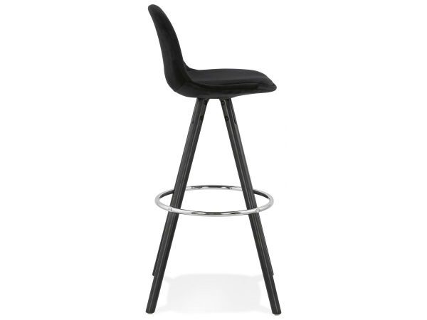 Scaun inalt bar Grace catifea neagra, picioare negre lemn cu inel crom, BS03580BLBL - Kokoon [3]