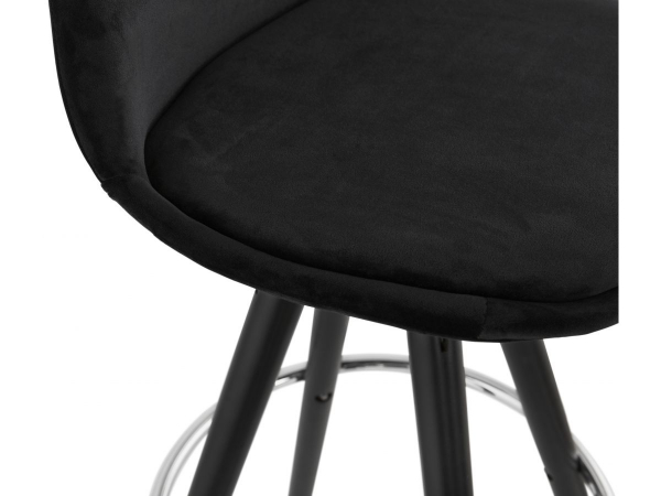 Scaun inalt bar Grace catifea neagra, picioare negre lemn cu inel crom, BS03580BLBL - Kokoon [7]