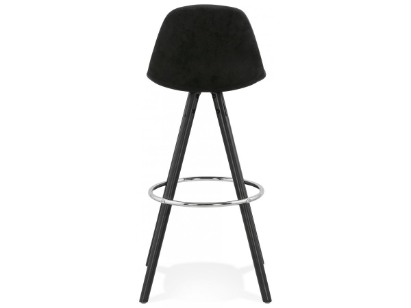 Scaun inalt bar Grace catifea neagra, picioare negre lemn cu inel crom, BS03580BLBL - Kokoon [8]