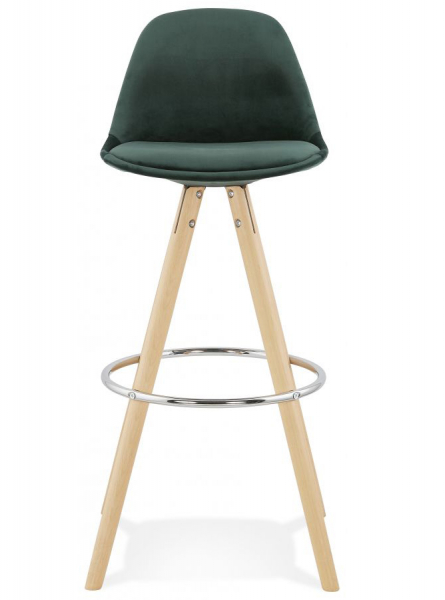 Scaun inalt bar Grace catifea verde, design scandinav, picioare fag cu inel crom, BS03680GENA - Kokoon [2]