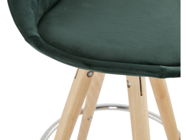 Scaun inalt bar Grace catifea verde, design scandinav, picioare fag cu inel crom, BS03680GENA - Kokoon [6]