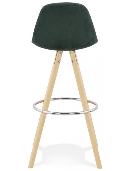 Scaun inalt bar Grace catifea verde, design scandinav, picioare fag cu inel crom, BS03680GENA - Kokoon [4]