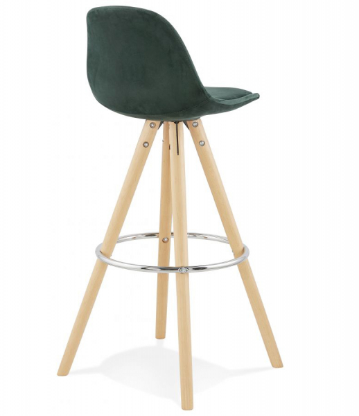 Scaun inalt bar Grace catifea verde, design scandinav, picioare fag cu inel crom, BS03680GENA - Kokoon [3]