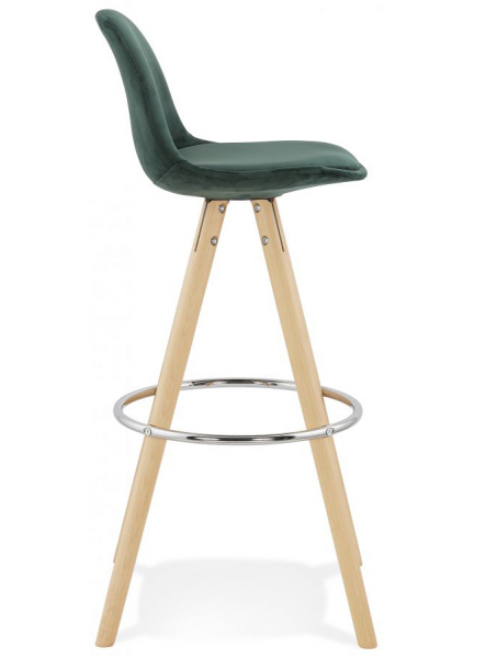 Scaun inalt bar Grace catifea verde, design scandinav, picioare fag cu inel crom, BS03680GENA - Kokoon [5]