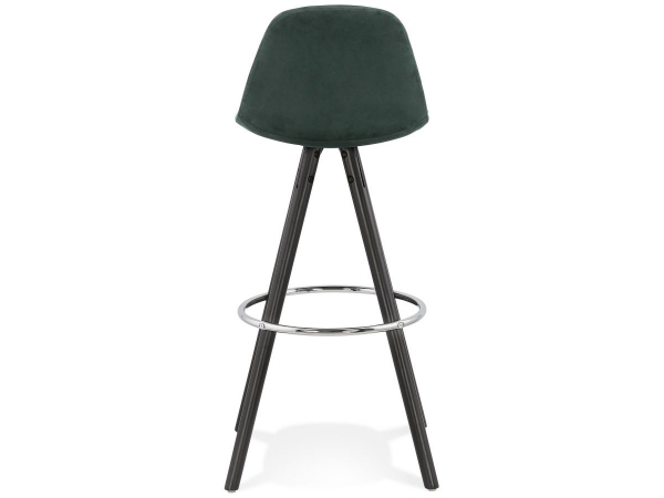 Scaun inalt bar Grace catifea verde, picioare negre lemn cu inel crom, BS03560GEBL - Kokoon [2]