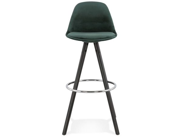 Scaun inalt bar Grace catifea verde, picioare negre lemn cu inel crom, BS03560GEBL - Kokoon [3]