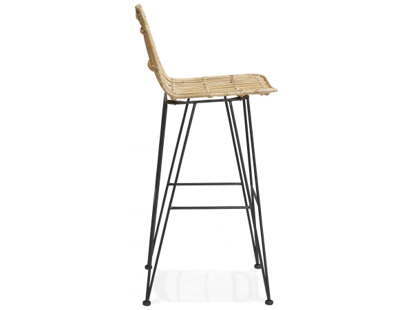 Scaun inalt bar gradina Wells din ratan natur cu picioare metalice negre din otel, BS02780NABL - Kokoon [3]
