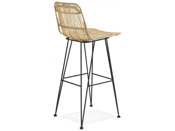 Scaun inalt bar gradina Wells din ratan natur cu picioare metalice negre din otel, BS02780NABL - Kokoon [4]