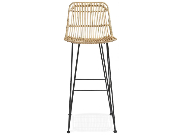 Scaun inalt bar gradina Wells din ratan natur cu picioare metalice negre din otel, BS02780NABL - Kokoon [2]