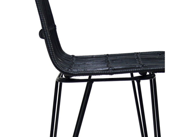 Scaun inalt bar gradina Wells din ratan negru cu picioare metalice negre din otel, BS02950BLBL - Kokoon [6]