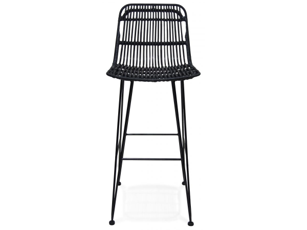Scaun inalt bar gradina Wells din ratan negru cu picioare metalice negre din otel, BS02950BLBL - Kokoon [2]