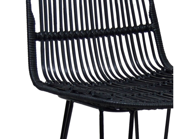 Scaun inalt bar gradina Wells din ratan negru cu picioare metalice negre din otel, BS02950BLBL - Kokoon [4]