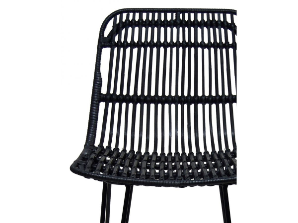 Scaun inalt bar gradina Wells din ratan negru cu picioare metalice negre din otel, BS02950BLBL - Kokoon [5]