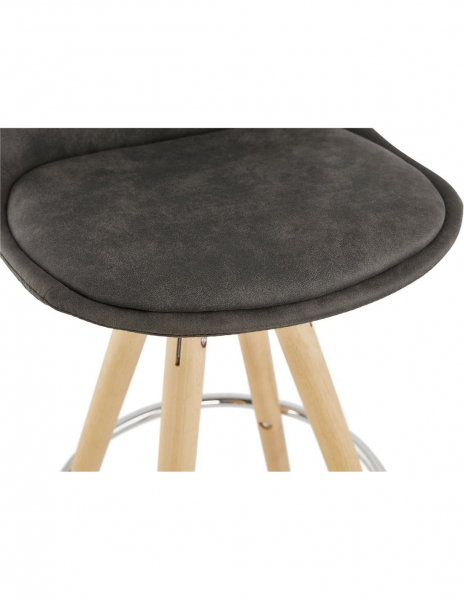 Scaun inalt bar gri Tegan design scandinav, picioare fag cu inel crom, BS03660DGNA - Kokoon [7]