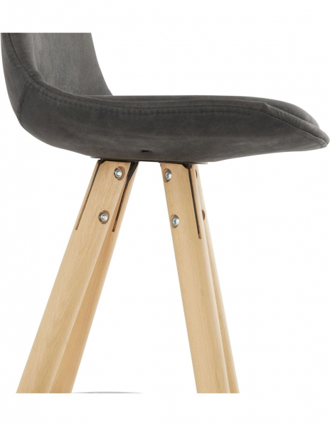 Scaun inalt bar gri Tegan design scandinav, picioare fag cu inel crom, BS03660DGNA - Kokoon [9]