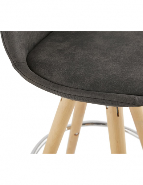 Scaun inalt bar gri Tegan design scandinav, picioare fag cu inel crom, BS03660DGNA - Kokoon [8]