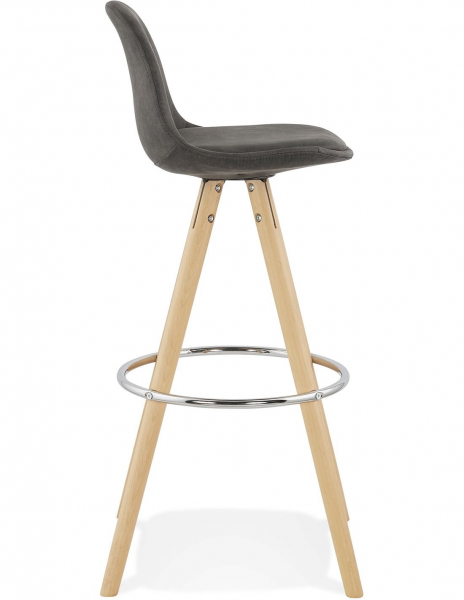 Scaun inalt bar gri Tegan design scandinav, picioare fag cu inel crom, BS03660DGNA - Kokoon [3]