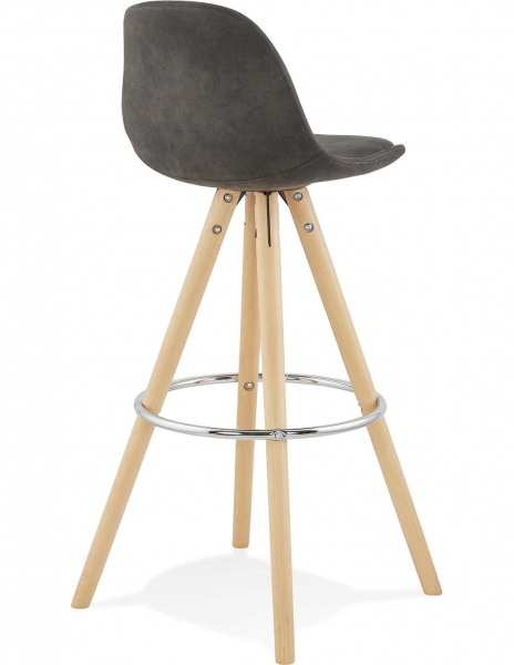 Scaun inalt bar gri Tegan design scandinav, picioare fag cu inel crom, BS03660DGNA - Kokoon [4]
