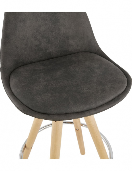 Scaun inalt bar gri Tegan design scandinav, picioare fag cu inel crom, BS03660DGNA - Kokoon [6]