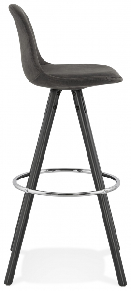 Scaun inalt bar gri Tegan design scandinav, picioare negre lemn cu inel crom, BS03540DGBL - Kokoon [2]
