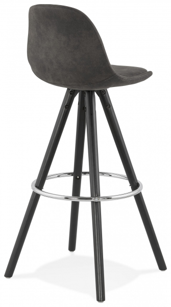 Scaun inalt bar gri Tegan design scandinav, picioare negre lemn cu inel crom, BS03540DGBL - Kokoon [3]