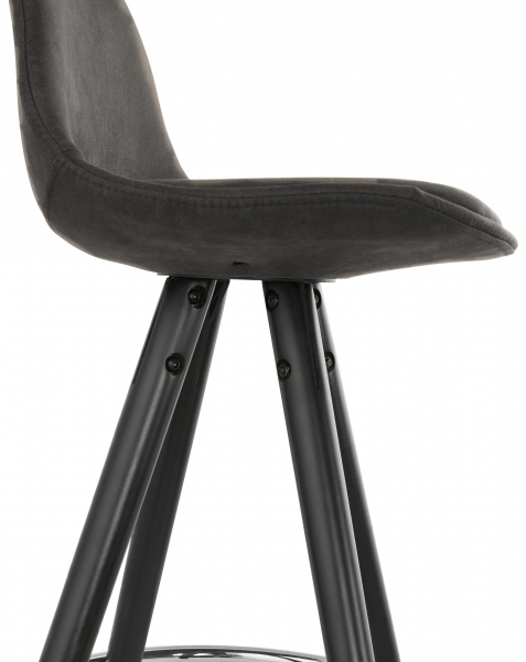 Scaun inalt bar gri Tegan design scandinav, picioare negre lemn cu inel crom, BS03540DGBL - Kokoon [8]