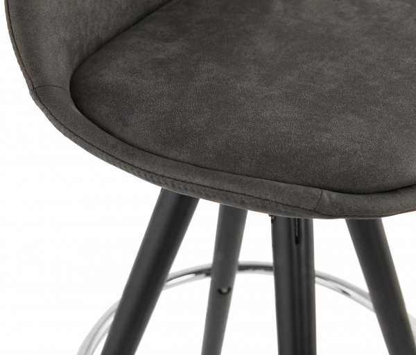 Scaun inalt bar gri Tegan design scandinav, picioare negre lemn cu inel crom, BS03540DGBL - Kokoon [7]