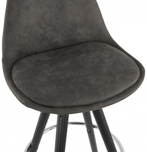 Scaun inalt bar gri Tegan design scandinav, picioare negre lemn cu inel crom, BS03540DGBL - Kokoon [5]