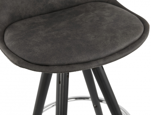 Scaun inalt bar gri Tegan design scandinav, picioare negre lemn cu inel crom, BS03540DGBL - Kokoon [6]
