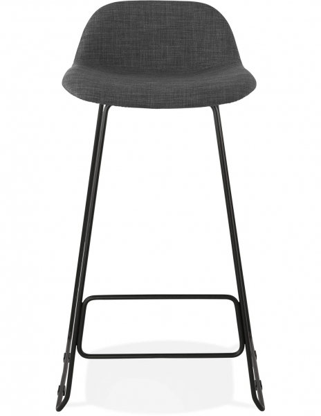 Scaun inalt bar gri Rafi tapiterie material textil / picioare metalice negre otel, BS02380DGBL - Kokoon [2]