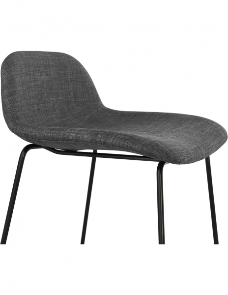 Scaun inalt bar gri Rafi tapiterie material textil / picioare metalice negre otel, BS02380DGBL - Kokoon [7]
