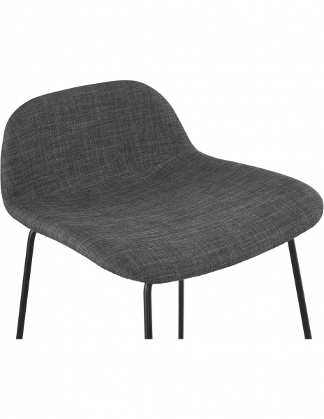 Scaun inalt bar gri Rafi tapiterie material textil / picioare metalice negre otel, BS02380DGBL - Kokoon [5]