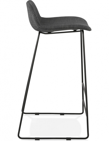 Scaun inalt bar gri Rafi tapiterie material textil / picioare metalice negre otel, BS02380DGBL - Kokoon [3]