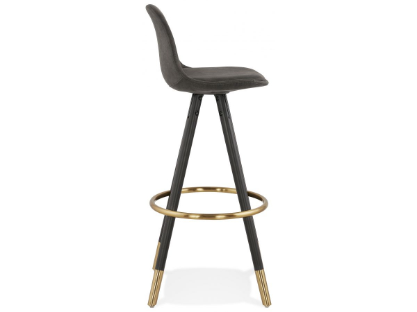Scaun inalt bar gri Tegan tapiterie microfibra, picioare negre din lemn cu auriu, BS03780DGBL - Kokoon [2]