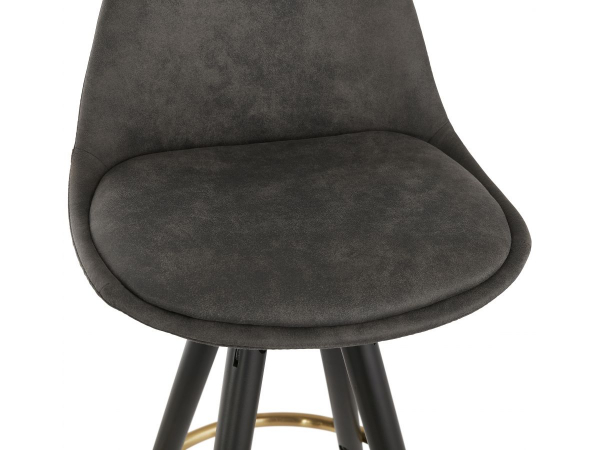 Scaun inalt bar gri Tegan tapiterie microfibra, picioare negre din lemn cu auriu, BS03780DGBL - Kokoon [3]